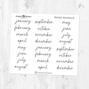 Script Months 2. - Adesivi trasparenti per agenda sventati