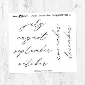 Juli-december Grote scripts 2. - Verijdelde Planner Deco Stickers