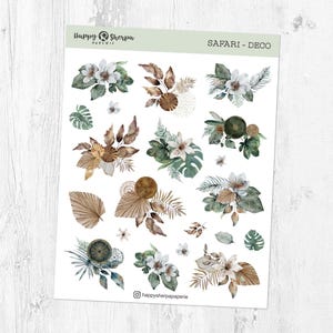 Safari - Foglio di adesivi decorativi / Planner, adesivi per Bullet Journal