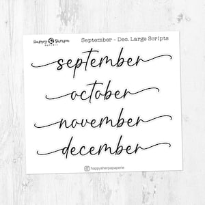 September - December Grote scripts - Verijdelde Planner Deco Stickers