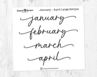 Enero-Abril Grandes Scripts - Foiled Planner Deco Stickers