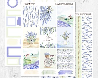 Lavendelfelder - Planer Sticker Kit (5 Bögen) - für Erin Condren, Happy Planner und andere vertikale Planer