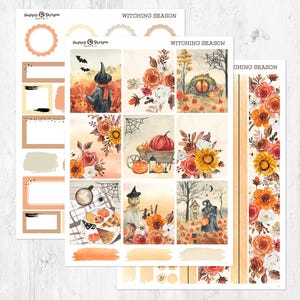 Witching Season  - Gold Foil - Planner sticker kit (5 sheets) - for standard vertical planners, Erin Condren, Happy Planner
