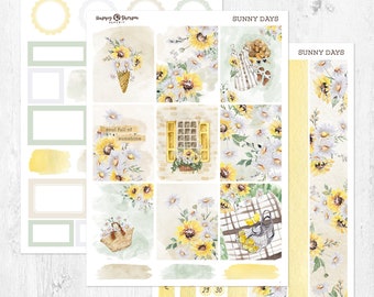 Sunny Days - Planner sticker kit (5 sheets) - for standard vertical planners, Erin Condren, Happy Planner
