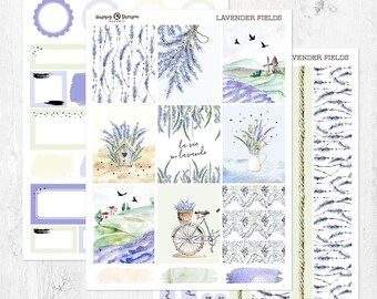 Lavendelfelder - Silberfolie - Planer Sticker Kit (5 Bögen) - für Standard vertikale Planer, Erin Condren, Happy Planner