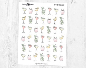 Cocktails - 42 schattige doodle planner stickers