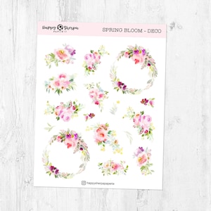 Floraison printanière - Feuille d'autocollants déco | Agenda, Stickers Bullet Journal