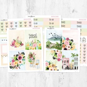 Paradise - Gold Foil - Mini Weekly Kit planner stickers (5 sheets) - for Happy Planner and Standard Vertical planners