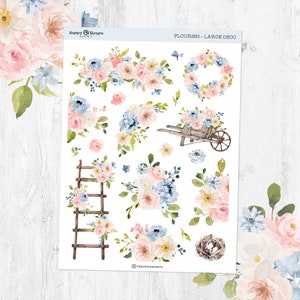 Flourish - Grande foglio di adesivi decorativi/pianificatore, adesivi per bullet journal