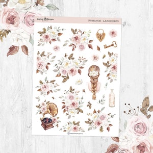 Romance - Large Deco Stickersheet | Planner, Bullet Journal Stickers
