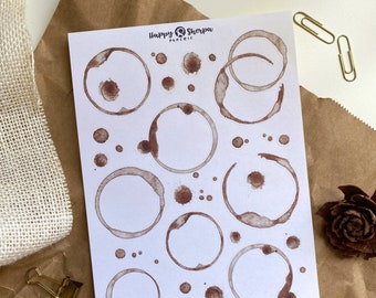 Coffee Love - Coffee Stains - Deco Stickersheet | Planner, Bullet Journal Stickers