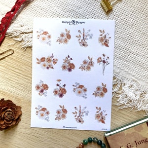 Academia - Compositions florales - Petite - Feuille d'autocollants déco dessinés à la main | Agenda, Stickers Bullet Journal