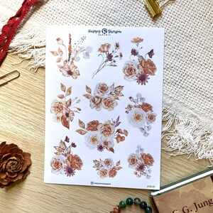 Academia - Compositions florales - Grande - Feuille d'autocollants déco dessinés à la main | Agenda, Stickers Bullet Journal