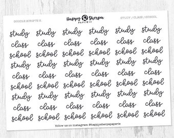 Study / Class / School - Handwritten script planner stickers