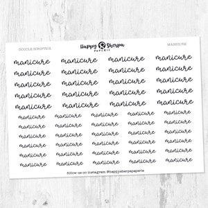 Manucure - Autocollants de planificateur de script manuscrits
