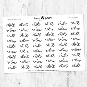 Chill / Relax - Autocollants de planificateur de script manuscrits