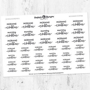 Morning Coffee - Pegatinas de planificador de guiones manuscritas