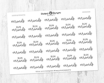 Errands / Run Errands - Handwritten script planner stickers