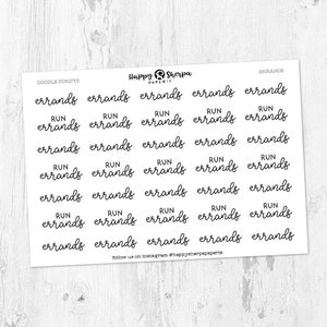 Recands / Run Errands - Pegatinas de planificador de guiones escritas a mano