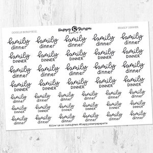 Cena familiar - Pegatinas de planificador de guiones manuscritas