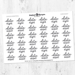Date Night - Pegatinas de planificador de guiones manuscritas