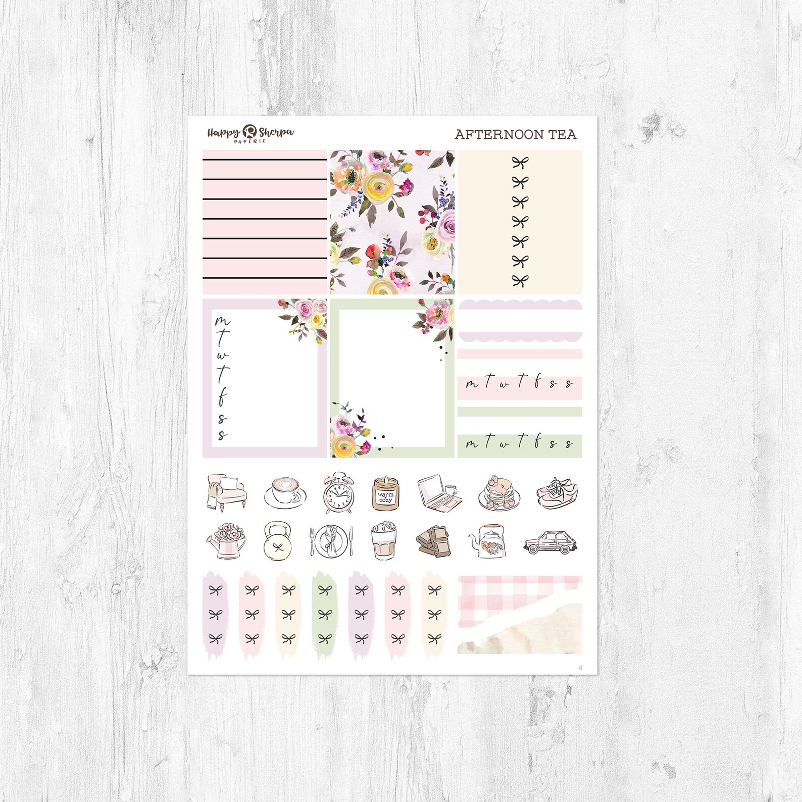 Afternoon Tea - Gold Foil - Planner Sticker Kit (5 Sheets) - for ...