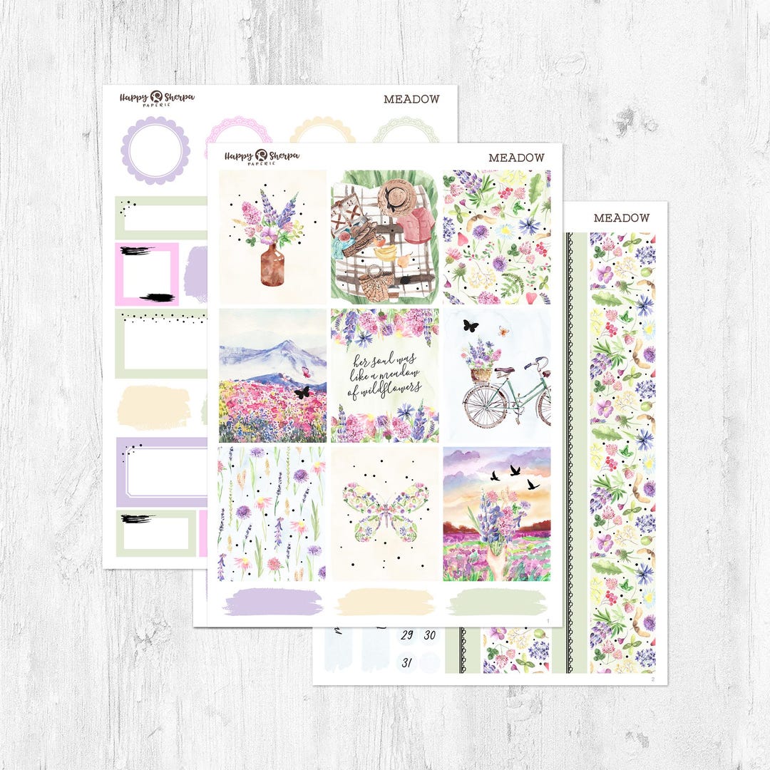 Meadow - Gold Foil - Planner Sticker Kit (5 Sheets) - for Standard ...
