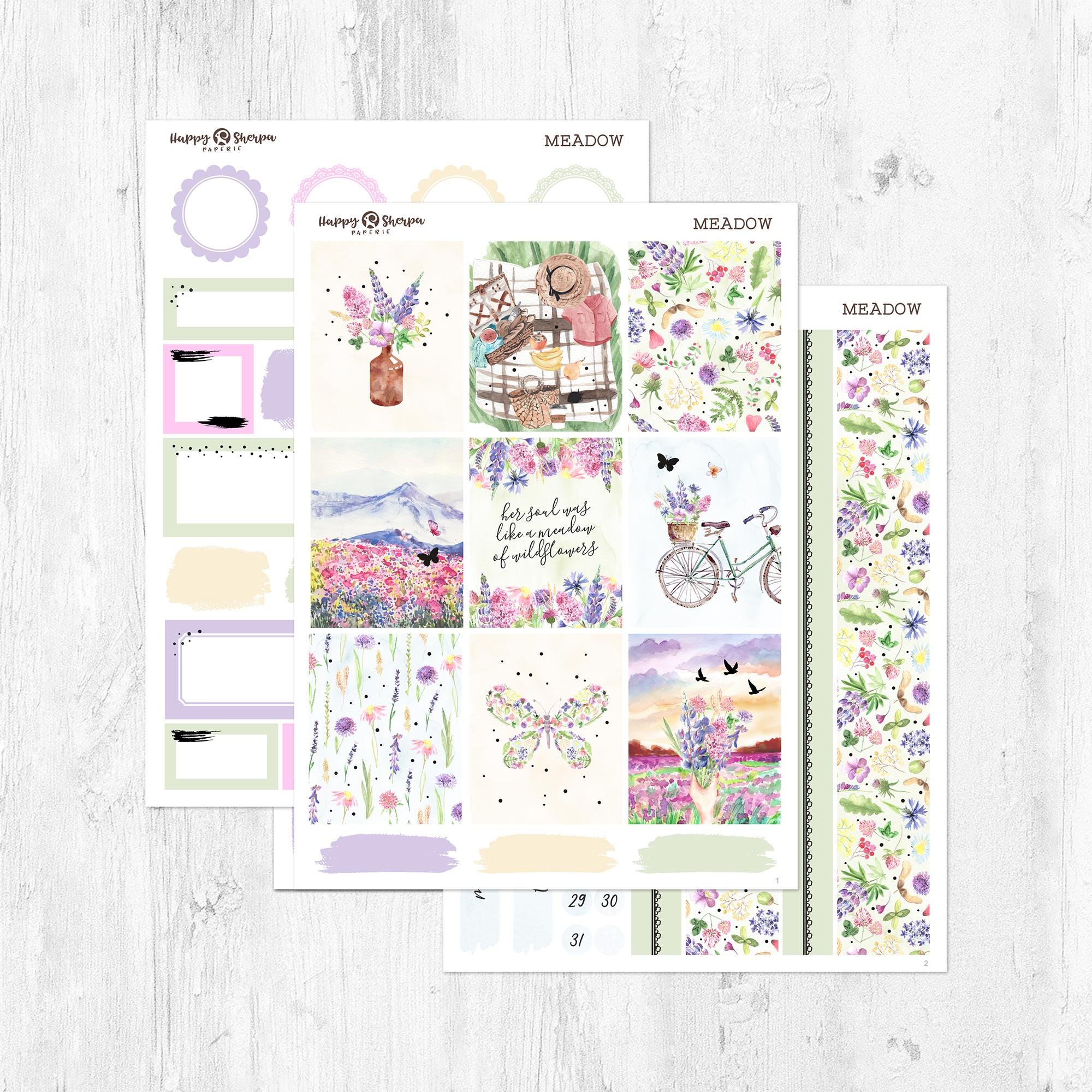 Meadow - Gold Foil - Planner Sticker Kit (5 Sheets) - for Standard ...