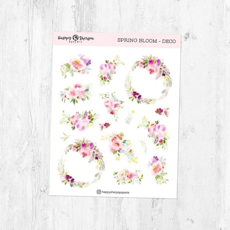 Spring Bloom - Deco Stickersheet | Planner, Bullet Journal Stickers - Etsy