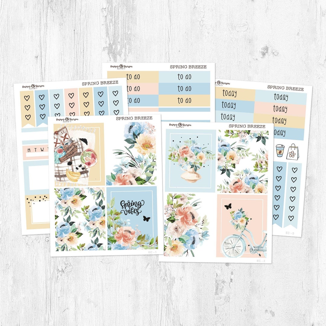 Spring Breeze - Gold Foil - Mini Weekly Kit Planner Stickers (5 Sheets ...