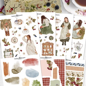 Cottage - Collection de journaux dessinés à la main - 7 feuilles | Agenda, Stickers Bullet Journal