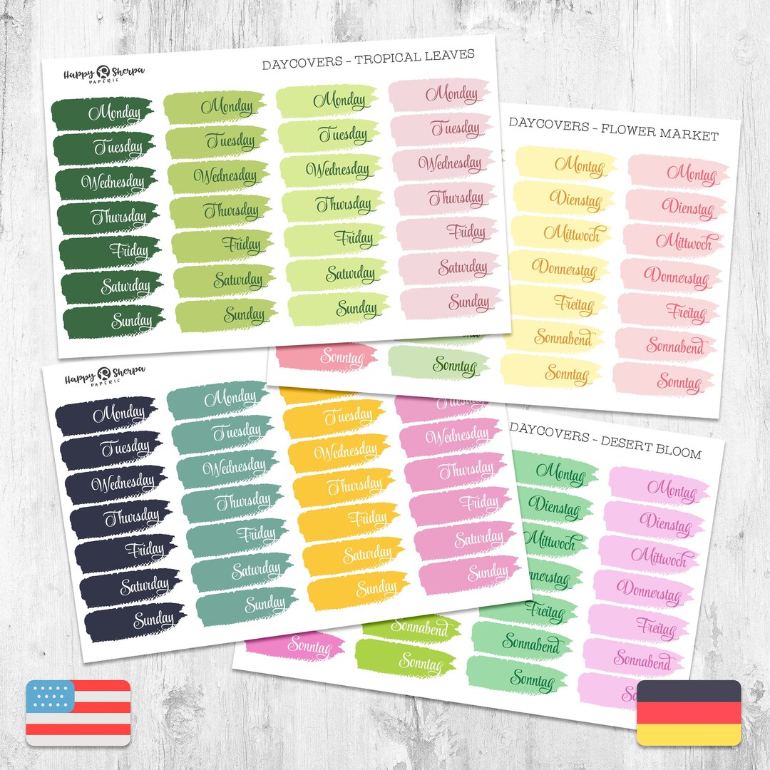 Day Cover Stickers Kit Color Palette 1-10 English/german - Etsy
