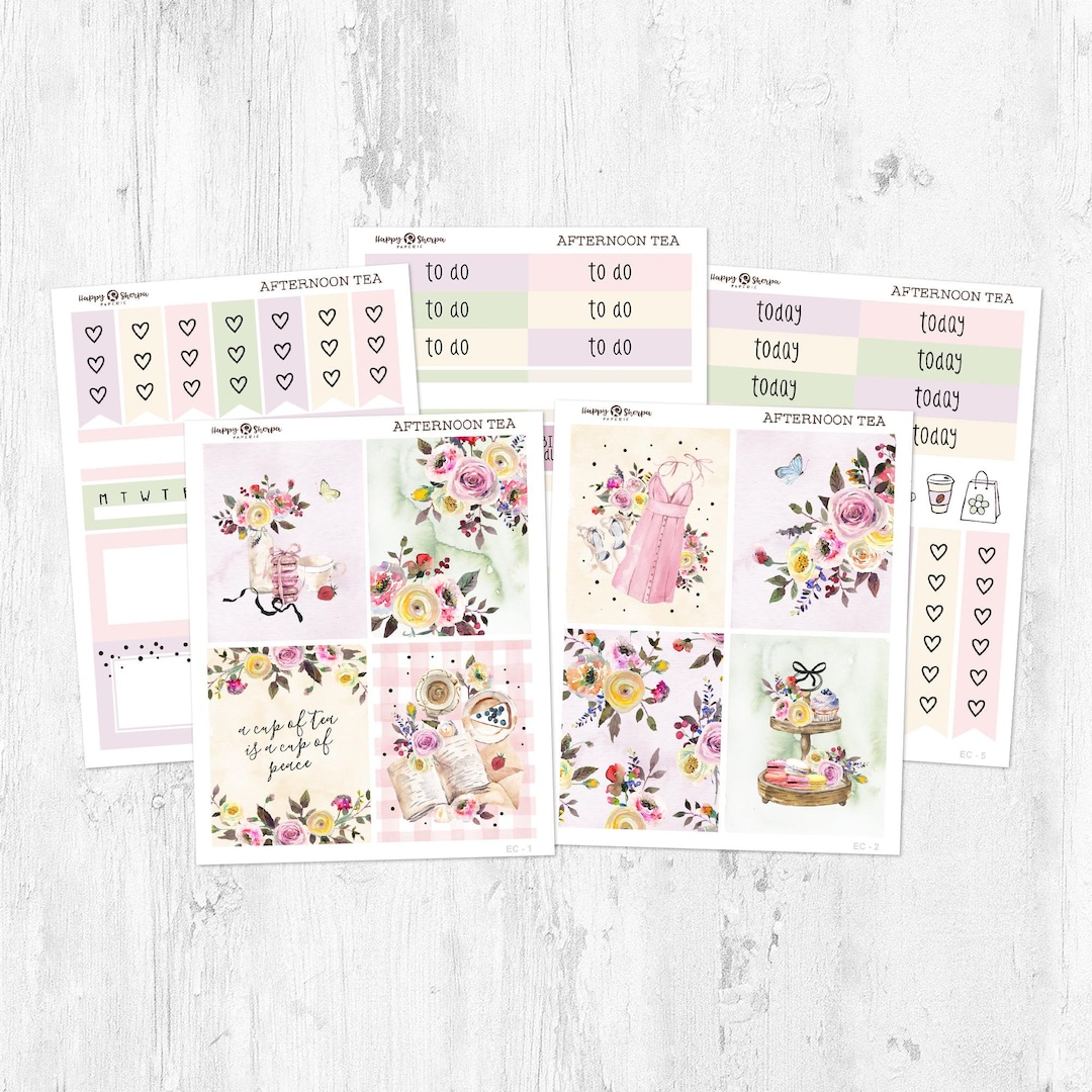 Afternoon Tea - Gold Foil - Mini Weekly Kit Planner Stickers (5 Sheets ...
