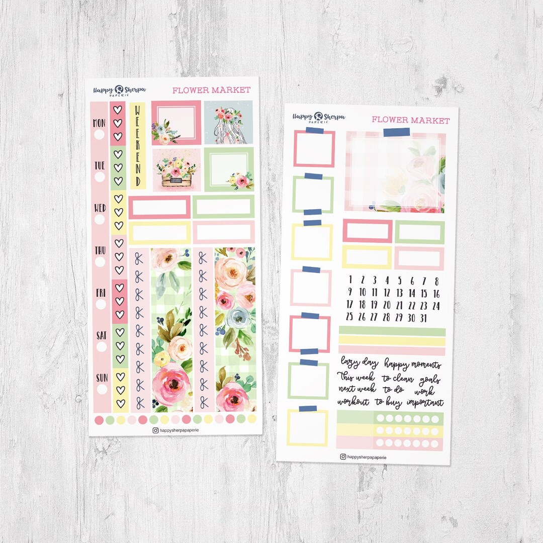 Flower Market - Hobo Weeks Sticker Kit - Etsy