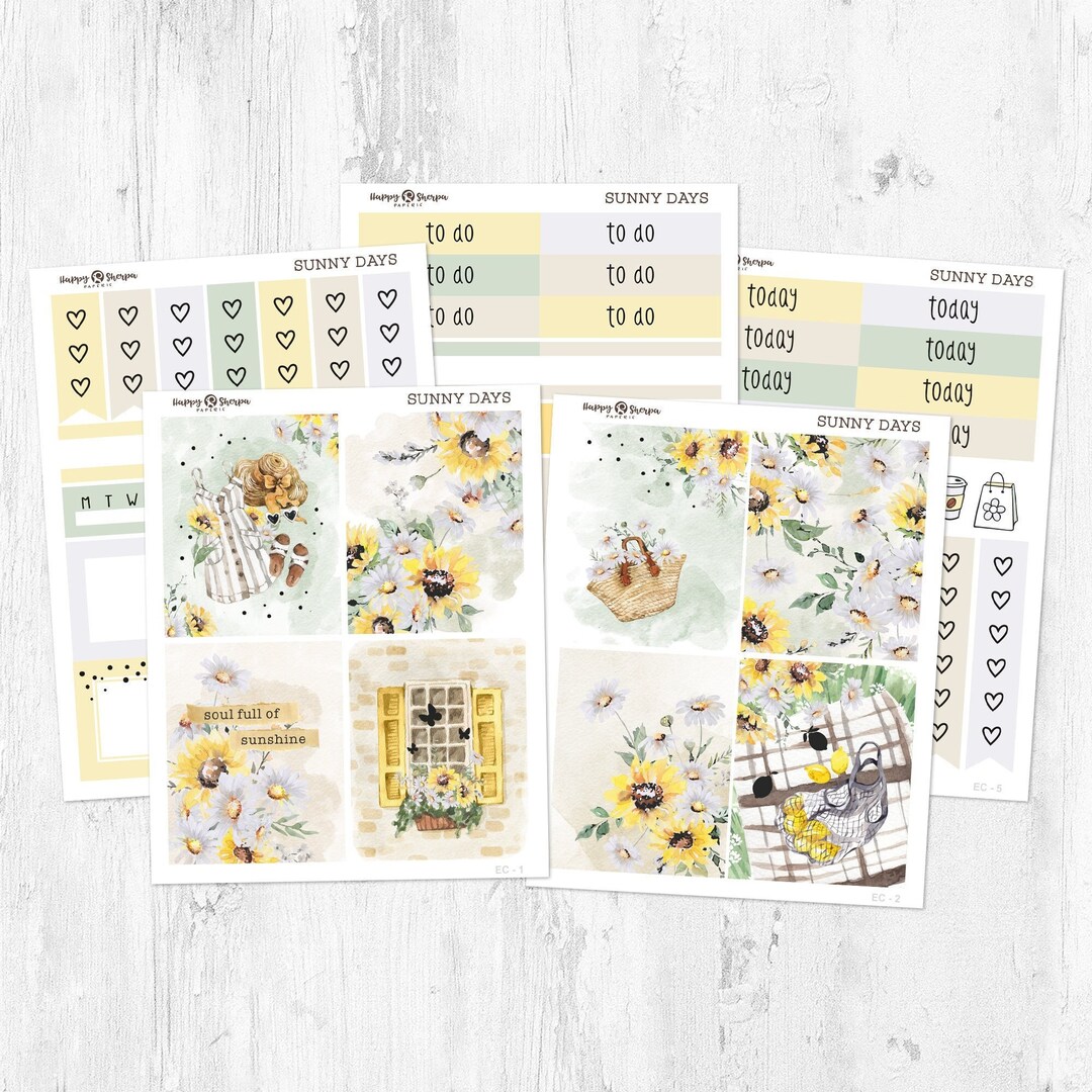 Sunny Days - Gold Foil - Mini Weekly Kit Planner Stickers (5 Sheets ...