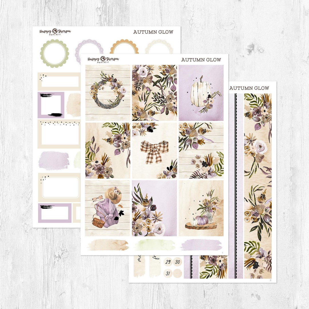 Autumn Glow - Gold Foil - Planner Sticker Kit (5 Sheets) - for Standard ...
