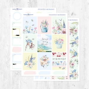 Country Morning - Silver Foil - Planner sticker kit (5 sheets) - for standard vertical planners