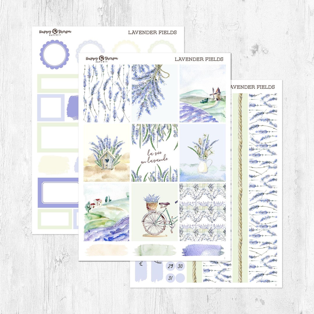 Lavender Fields - Planner Sticker Kit (5 Sheets) - for Standard ...