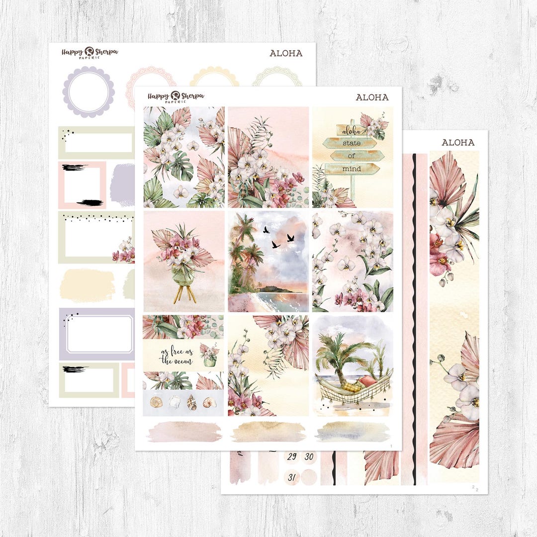 Aloha - Gold Foil - Planner Sticker Kit (5 Sheets) - for Standard ...