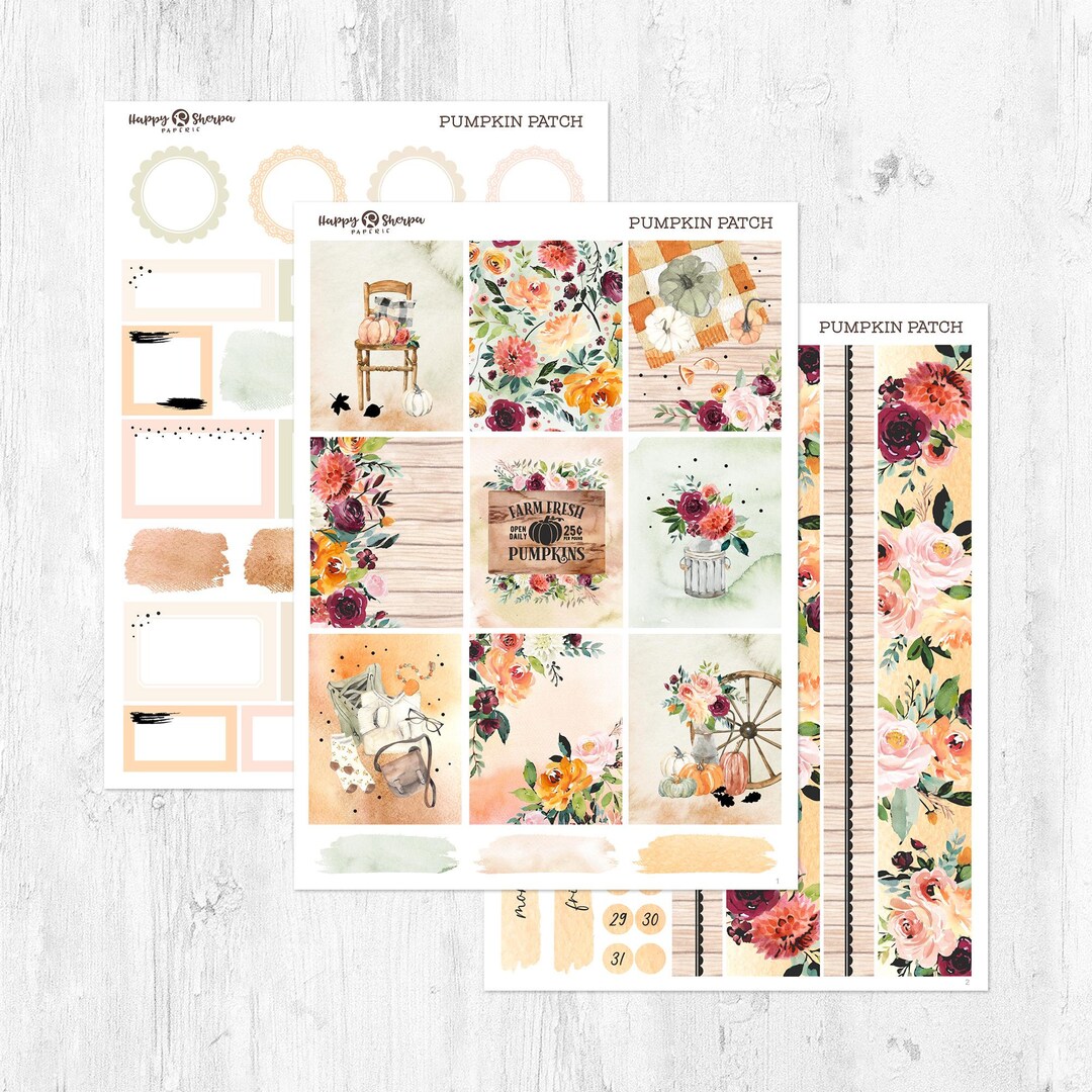 Pumpkin Patch - Gold Foil - Planner Sticker Kit (5 Sheets) - for ...