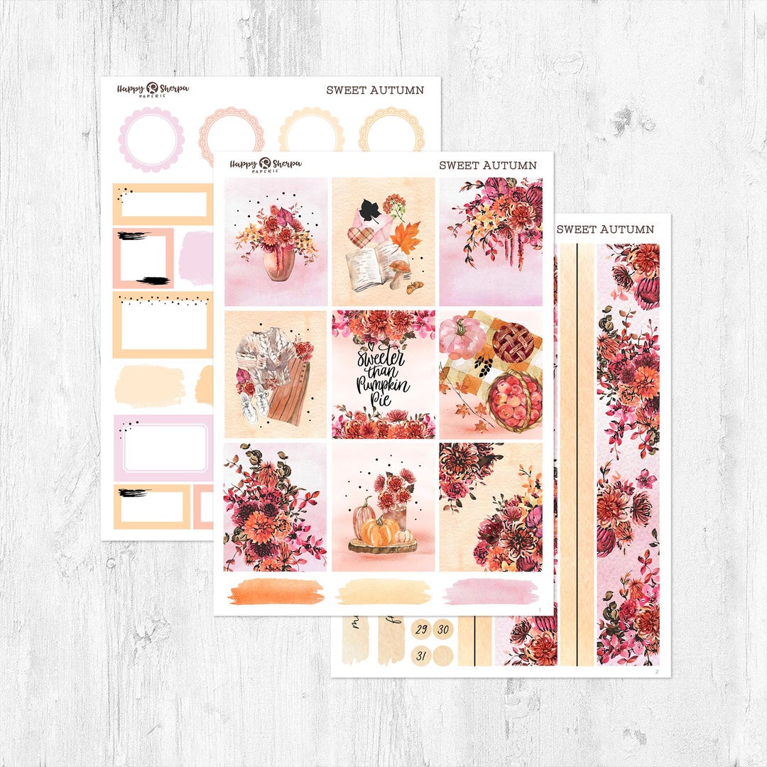 Sweet Autumn - Gold Foil - Planner Sticker Kit (5 Sheets) - for ...