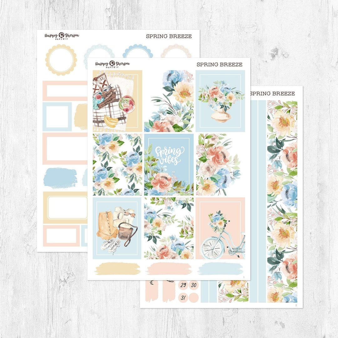 Spring Breeze - Planner Sticker Kit (5 Sheets) - for Standard Vertical ...