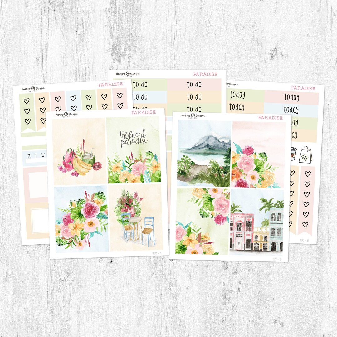 Paradise - Mini Weekly Kit Planner Stickers (5 Sheets) - Etsy