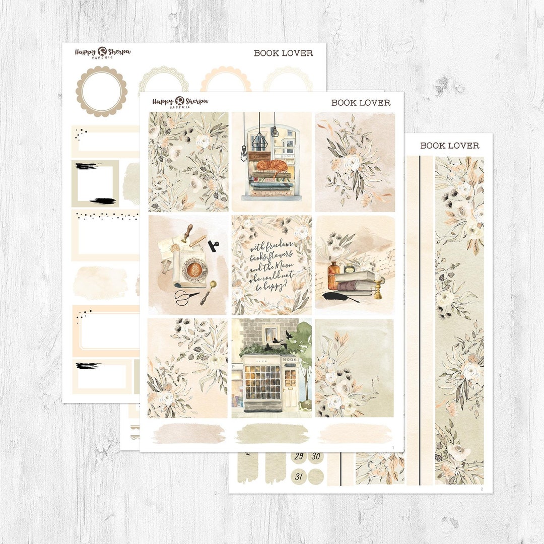 Book Lover - Gold Foil - Planner Sticker Kit (5 Sheets) - for Standard ...