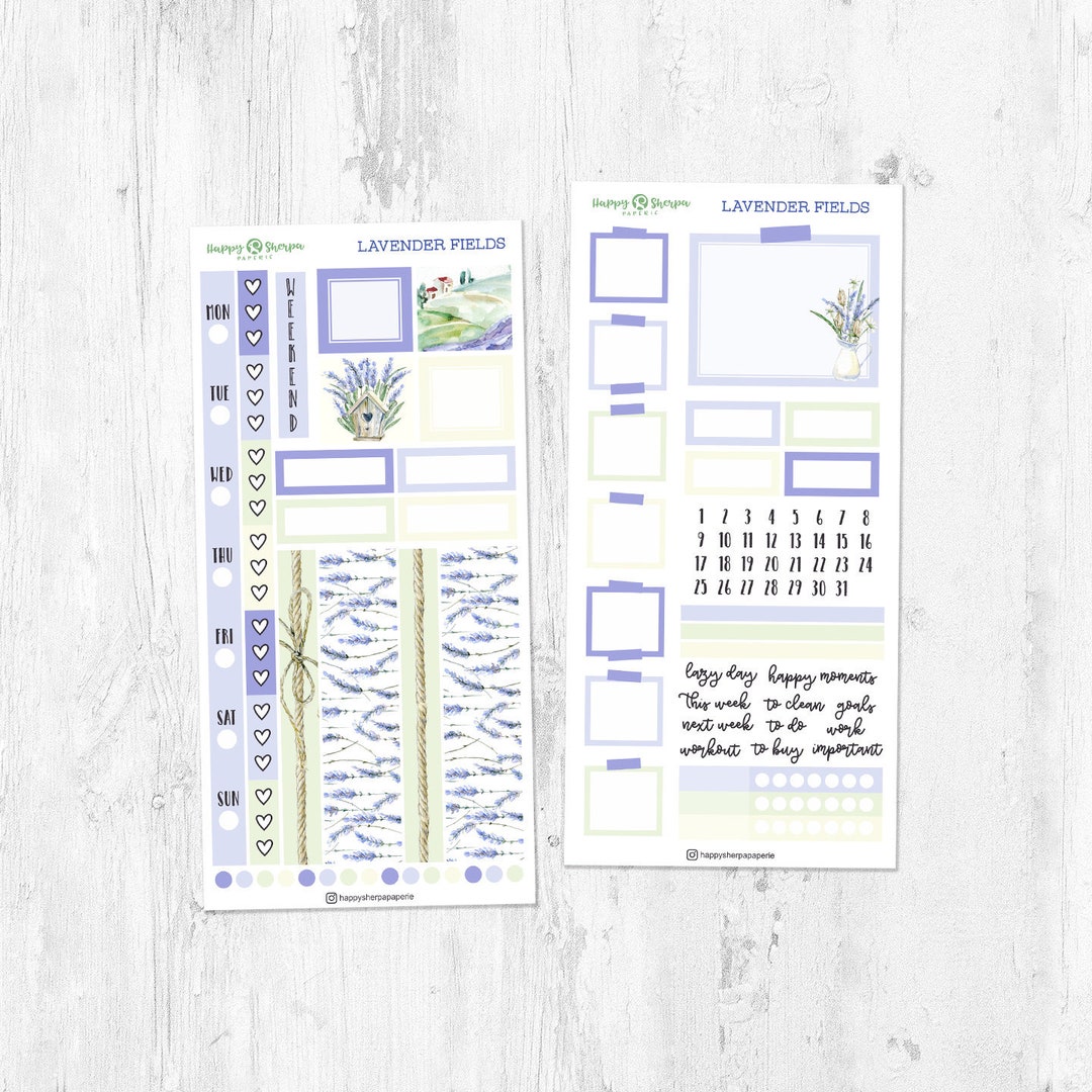 Lavender Fields - Hobo Weeks Sticker Kit - Etsy