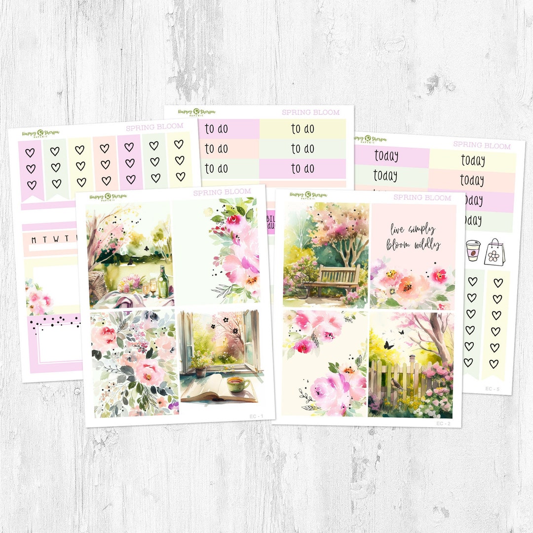 Spring Bloom Gold Foil Mini Weekly Kit Planner Stickers 5 Sheets - Etsy