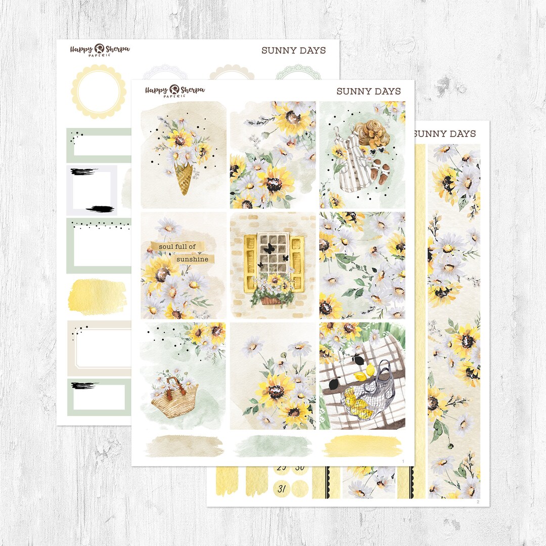 Sunny Days - Gold Foil - Planner Sticker Kit (5 Sheets) - for Standard ...