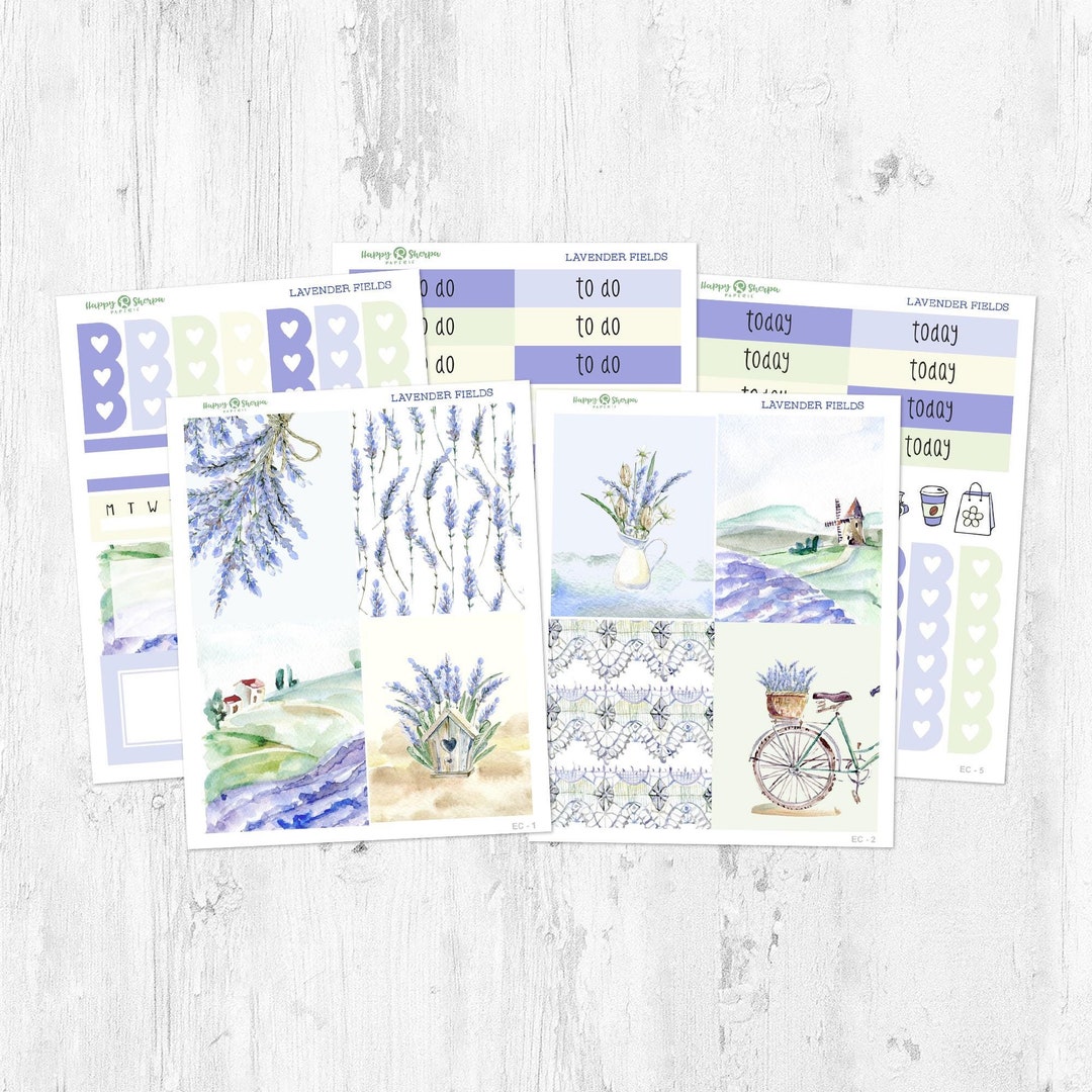 Lavender Fields - Mini Weekly Kit Planner Stickers (5 Sheets) - for ...