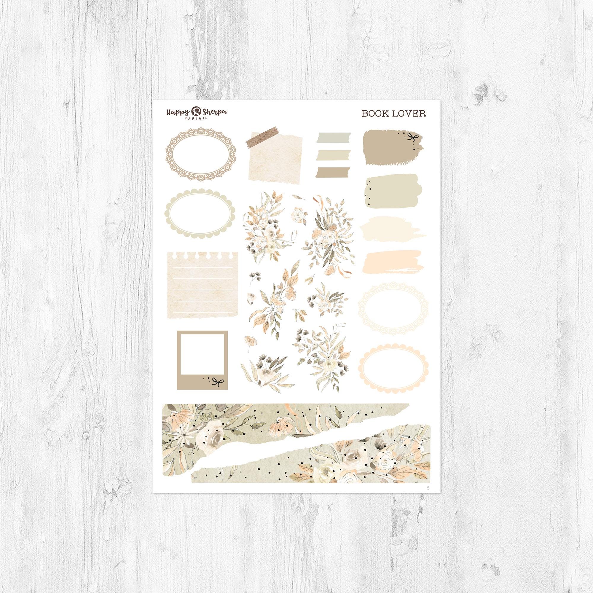 Book Lover - Gold Foil - Planner Sticker Kit (5 Sheets) - for Standard ...