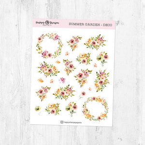 Summer garden - Deco Stickersheet | Planner, Bullet Journal Stickers